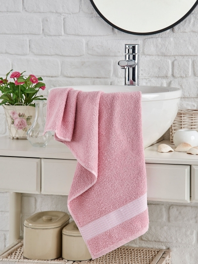 Турецкое махровое полотенце DO&CO SATURN 50х90 Пудра